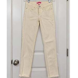 Lilly Pulitzer Yellow Skinny Ankle Jeans Raw Hem Size 0